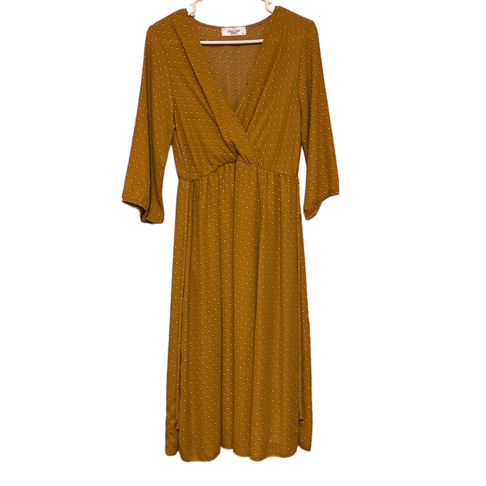 CJLA, size Medium, mustard faux wrap poppy dress
